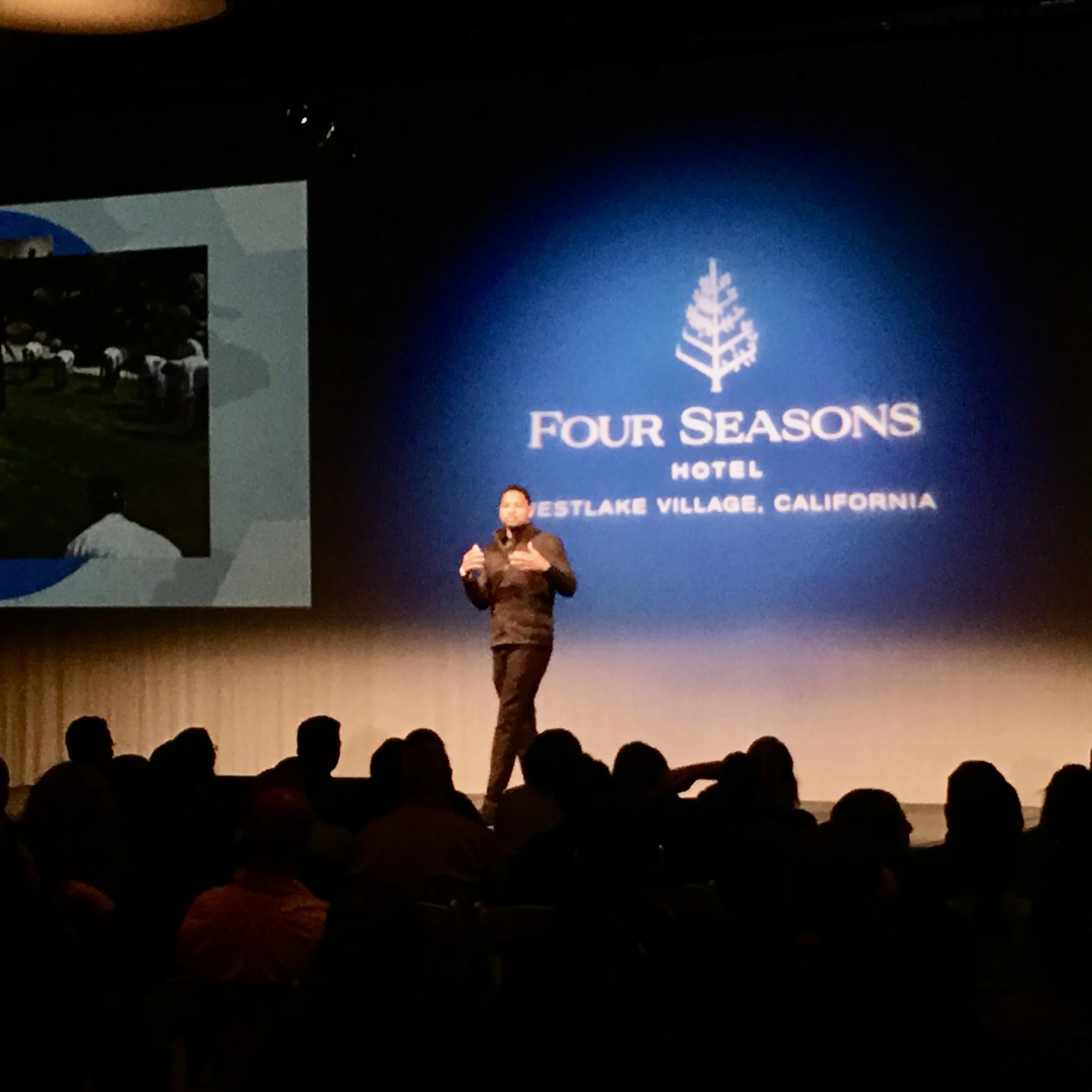 Rob Cook addressing a professional audience